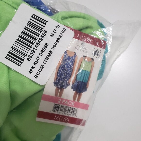 NWT Zunie Girl 2 Pack Knit Dress Blue and Green -‎ Size Medium - Picture 5 of 9